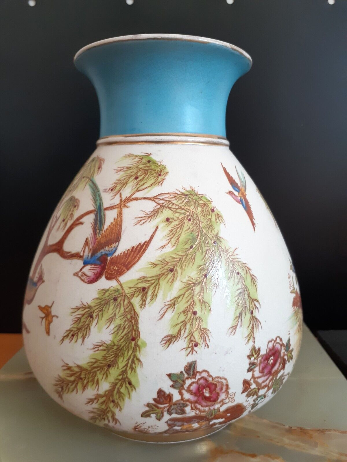 19thCentury Antique Continental Chinoiserie Hand Painted Vase