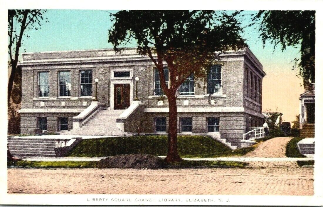 Vintage Postcard~Elizabeth, N. J.~Liberty Square Branch Library~c1918