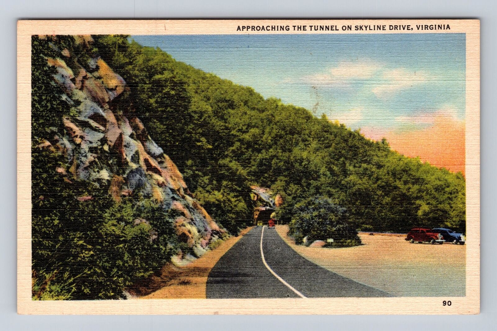 Skyline Drive VA-Virginia, Approaching The Tunnel, Antique, Vintage Postcard