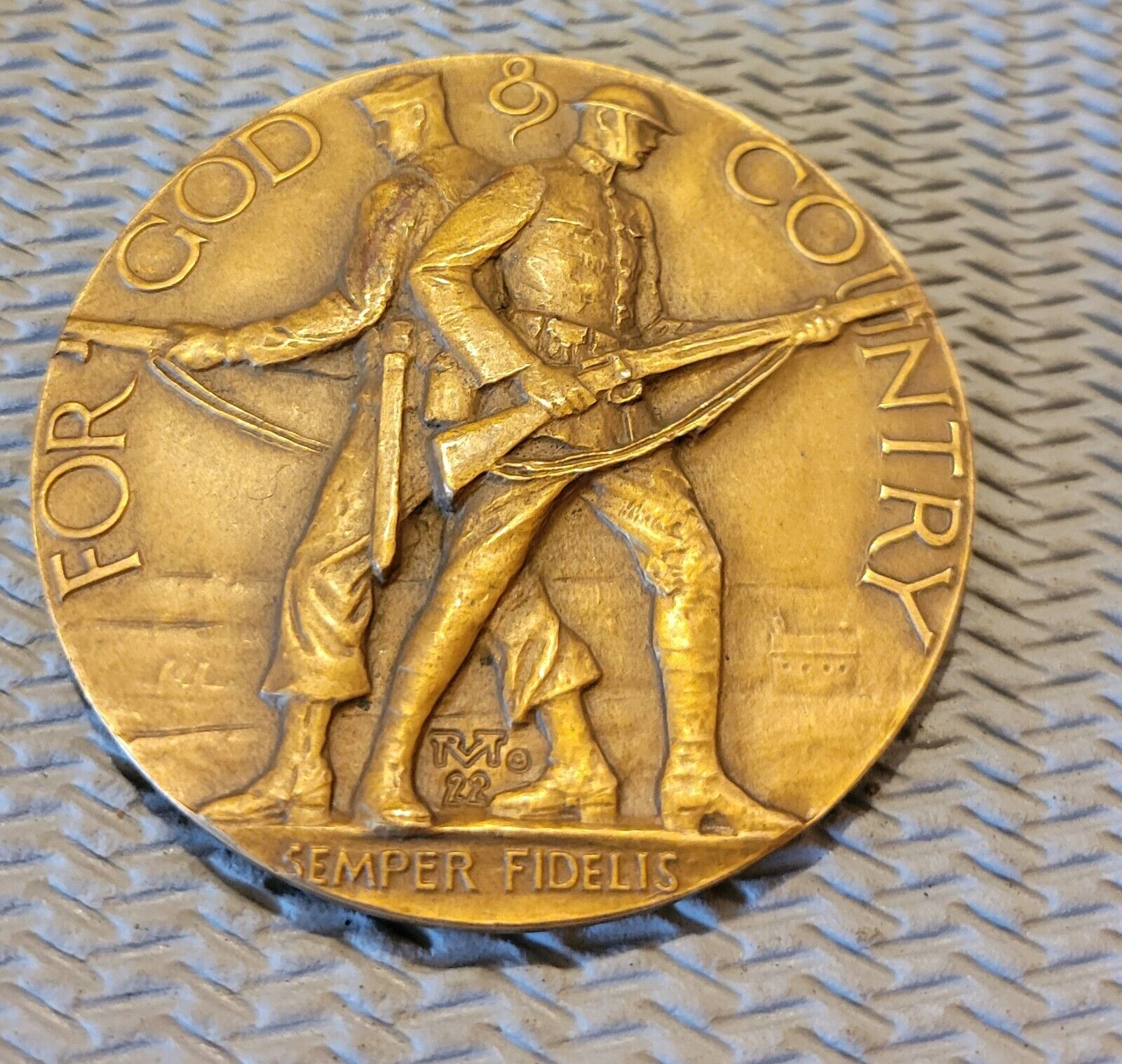 Vintage Bronze 1922 American Legion School Award For God & Country 3\