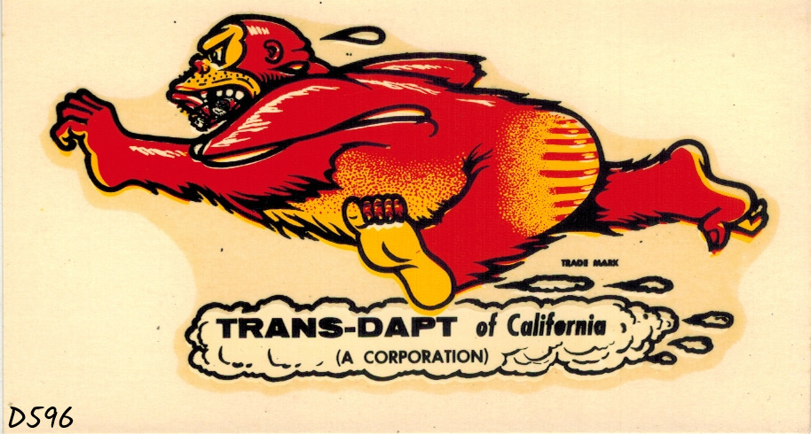 Trans-Dapt of California vintage 1960\'s water slide decal ~NOS~  4 ½” x 2 ½”