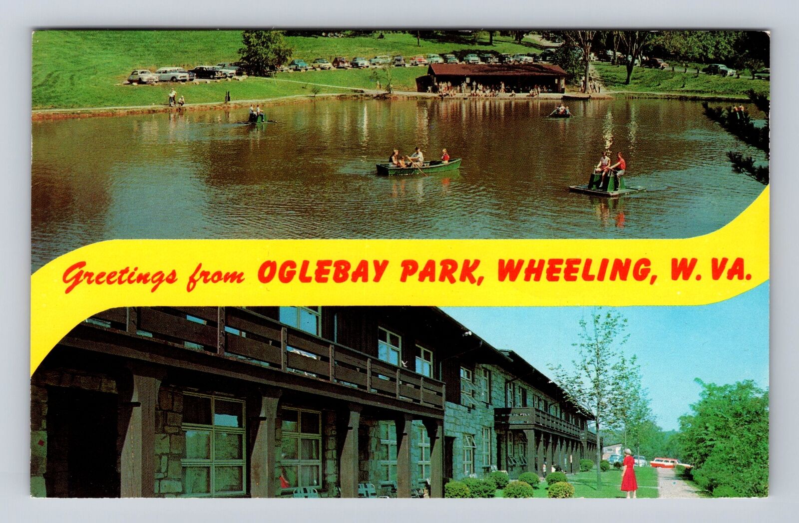 Wheeling WV-West Virginia, General Banner Greeting Oglebay Park Vintage Postcard