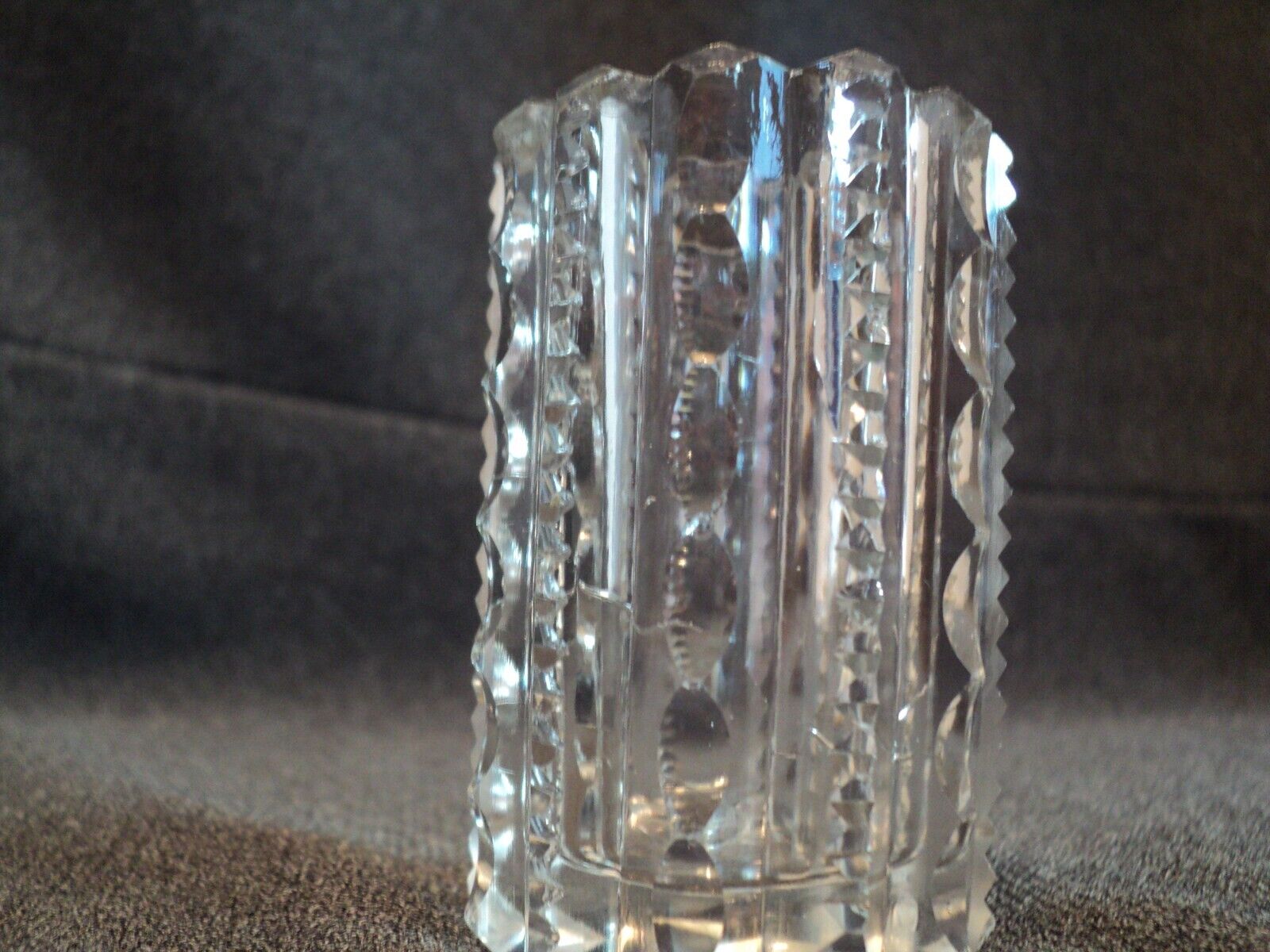 Sparkling, Vintage, Small, Cut, Leaded-Crystal Toothpick Holder - 2-3/8\