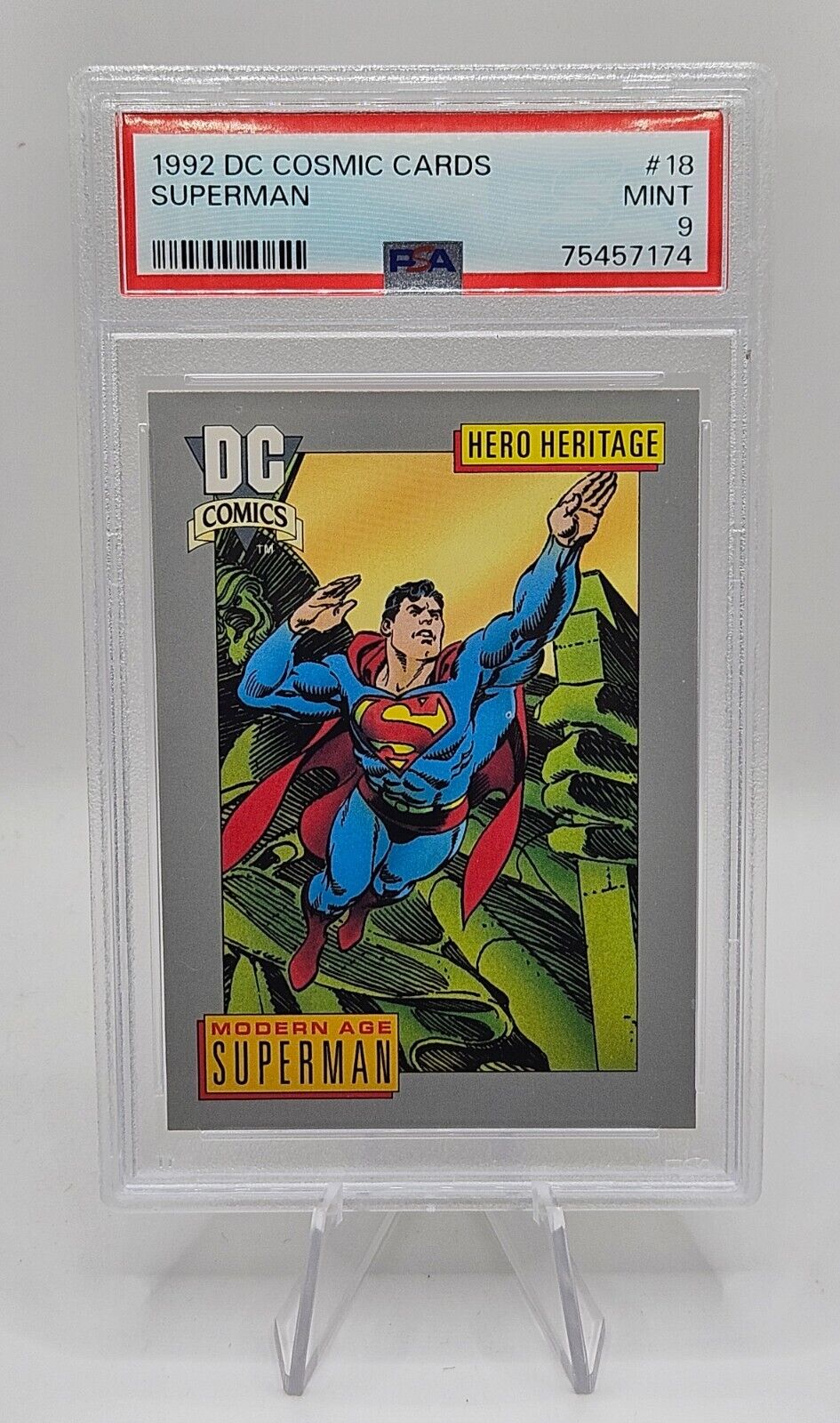 1992 Impel DC Comic Cards Superman Hero Heritage Modern Age #18 PSA 9 MINT