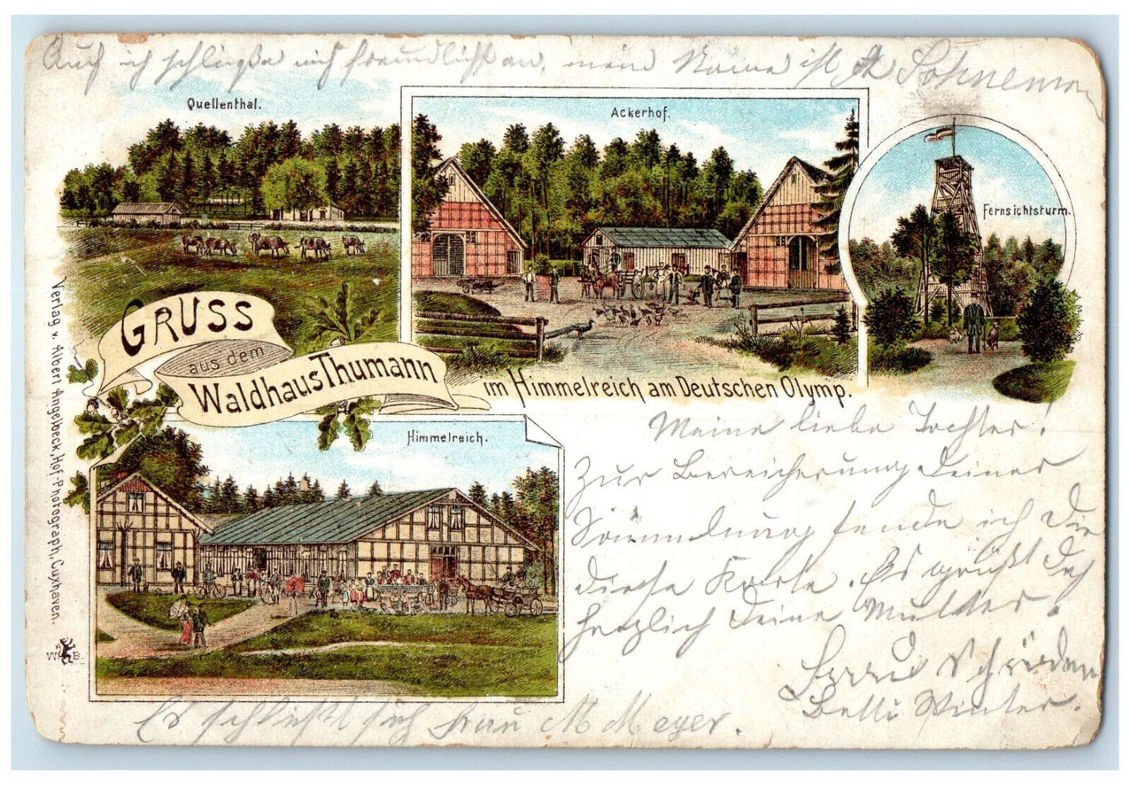 1899 Greetings from The Waldhaus Thumann Hamburg Germany Multiview Postcard