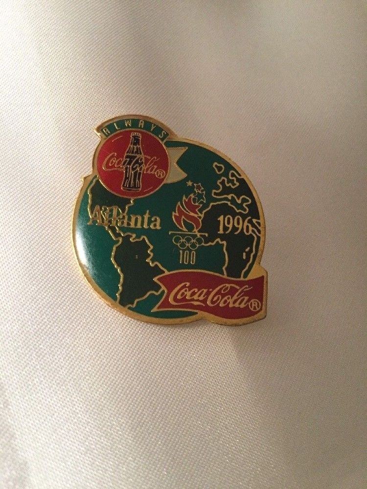 Vintage Always Coca Cola Pin 1996 Atlanta Olympic Games 100 badge green red gold