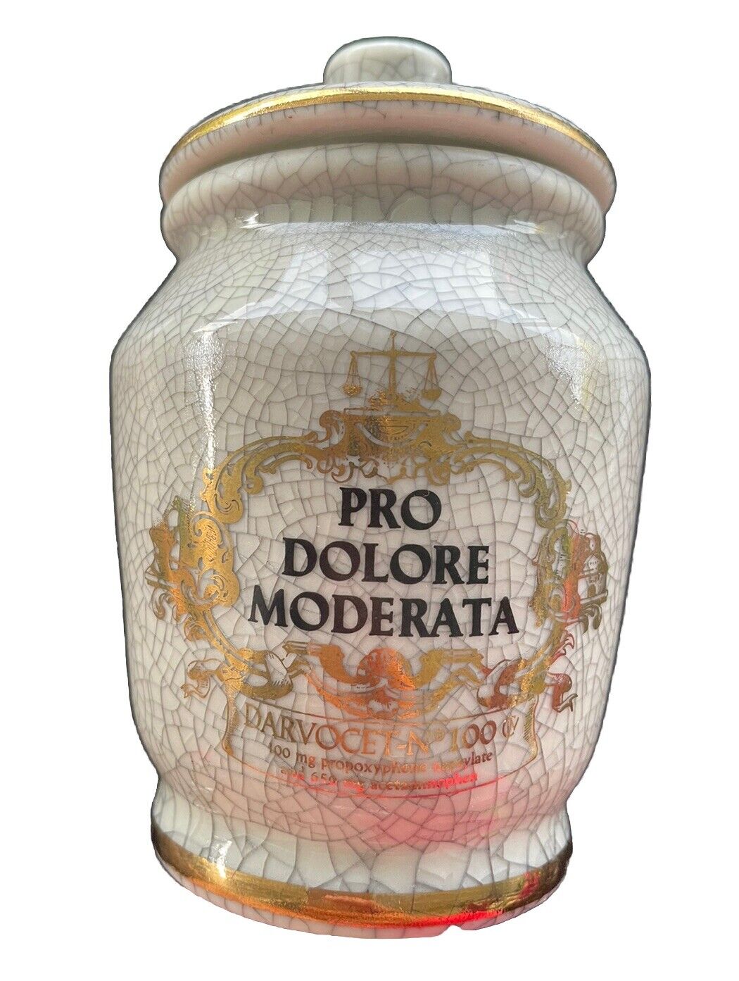 Eli Lilly Apothecary Jar Pro Dolore Moderata Darvocet Vintage 1970’s