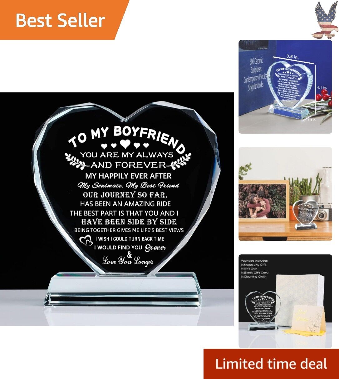 Romantic Boyfriend Crystal Keepsake - Meaningful Engraving - Premium Quality