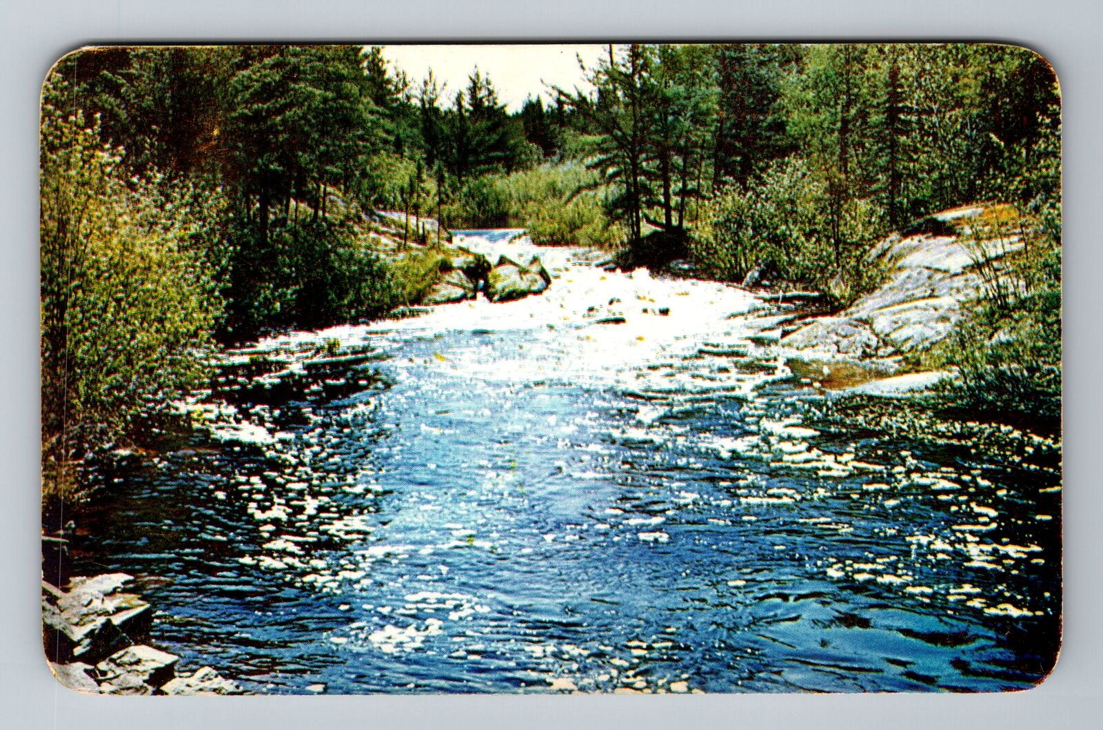 Sharbot Lake-Ontario, Panoramic Photo Rapids Stream, Vintage Postcard