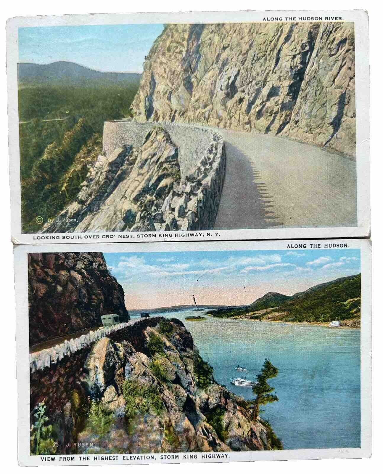 1923 Along The Hudson. New York Vintage Postcards Set Of 2. 1923 Postmarked