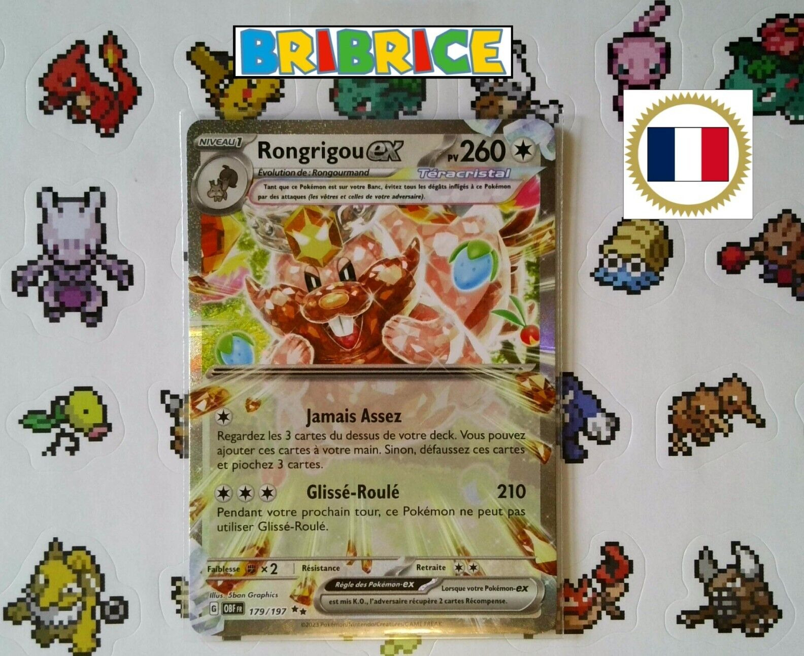 Rongrigou ex Greedent ex Flames Pokemon Card OBF 179/197 FR