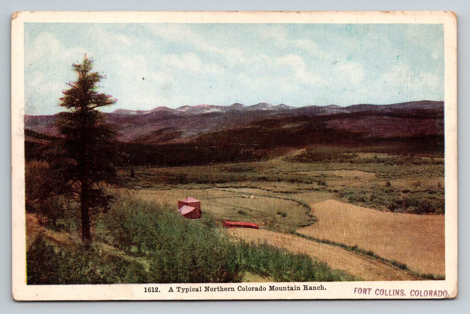 Fort Collins Colorado Mountain Farm Scene CO Postcard
