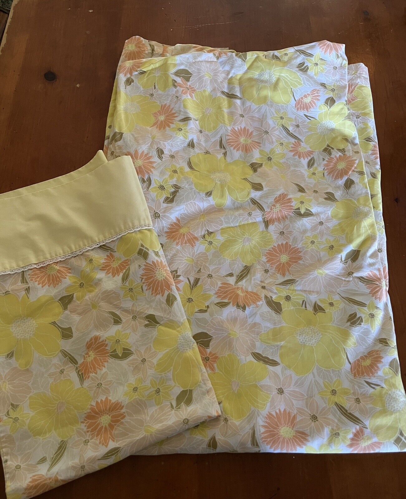 Vintage Springmaid Wondercale Double Flat & Sheet & Pillow Case Flowers USA Made