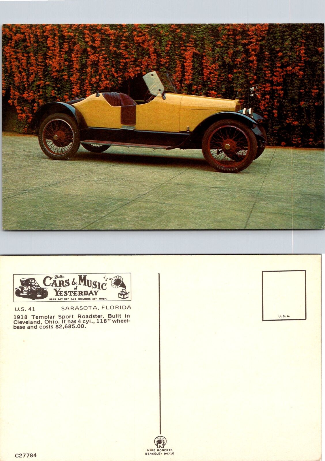 1918 TEMPLAR SPORT ROADSTER Car Automobile Postcard i501