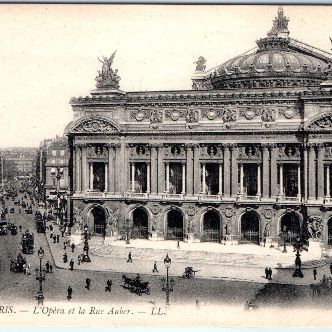 c1910s Paris France L'Opera et la Rue Auber Postcard 9th Arrondissement A78