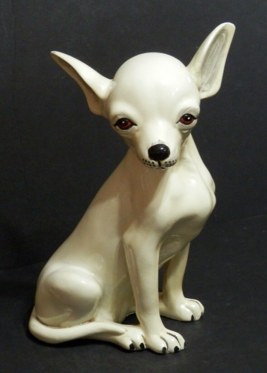Vintage Chihuahua Dog Statue 1970\'s Marwal Inc. Glazed Off White
