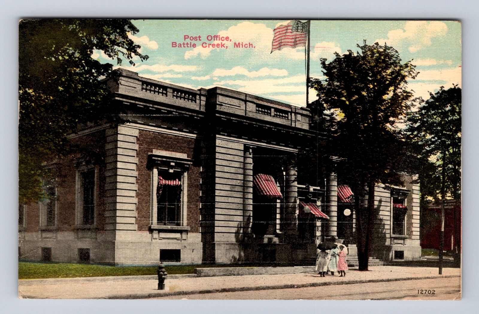 Battle Creek MI-Michigan, U.S. Post Office, Antique Vintage c1913 Postcard
