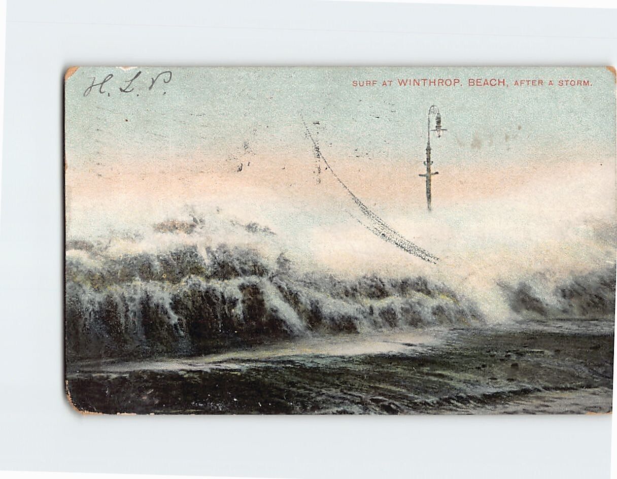 Postcard Surf at Winthrop Beach After a Storm Massachusetts USA