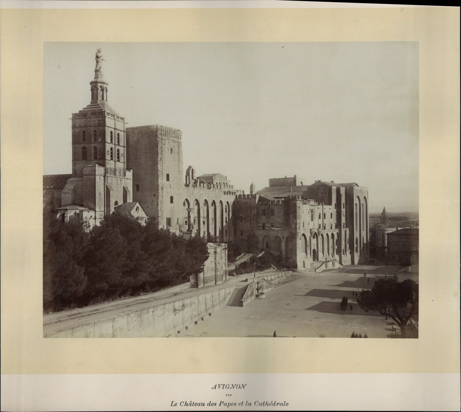 France, Avignon, Château des Papes et la Cathedral, ca.1875, vintage print alb