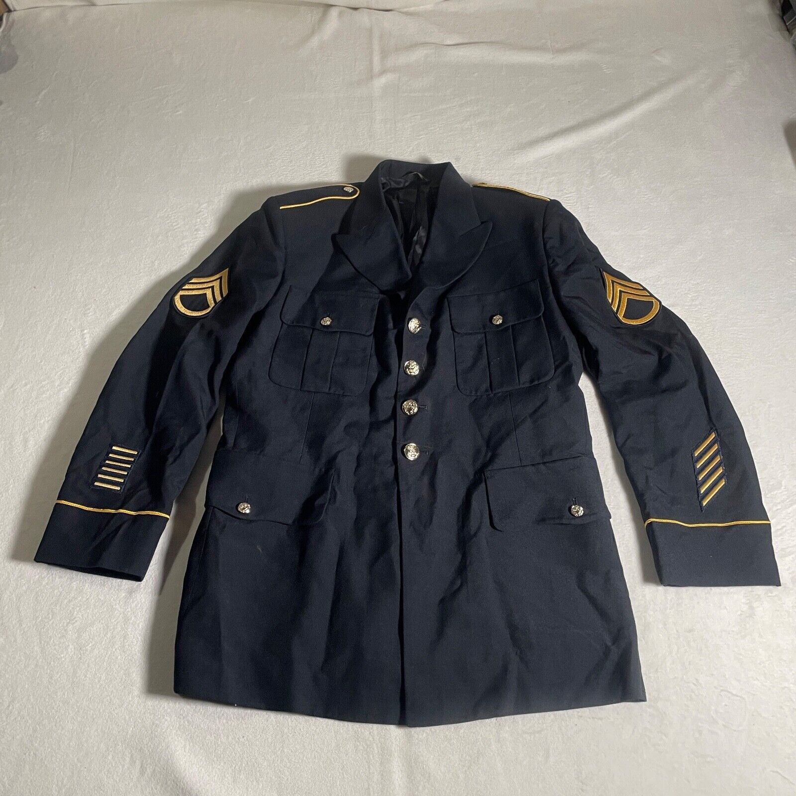 Bremen Bowdon Military Jacket 43 R Blue Patches Pins Defense Logistic Agency