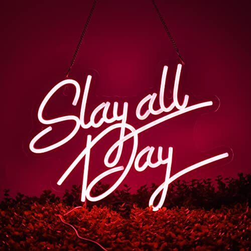 Slay All Day Neon Sign for Wall Décor Dimmable LED Neon Light USB Powered pink