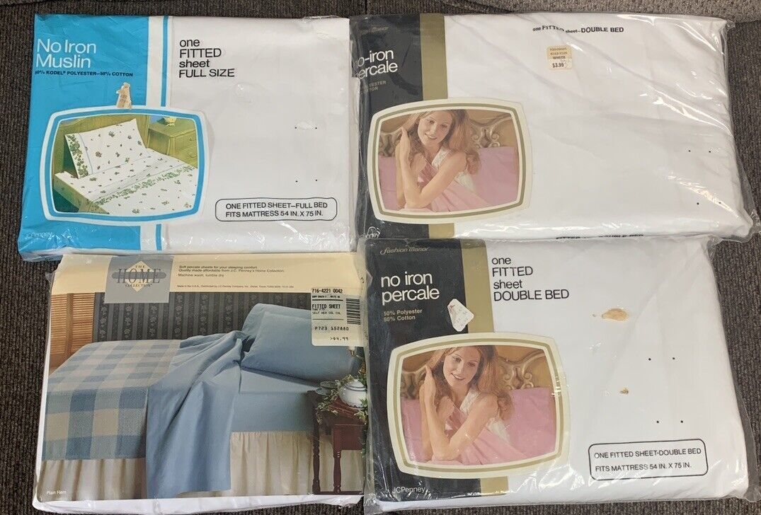 Vintage Bed Linens Fashion Manor, JC Penny Home Collection And Muslin. Set Of 4
