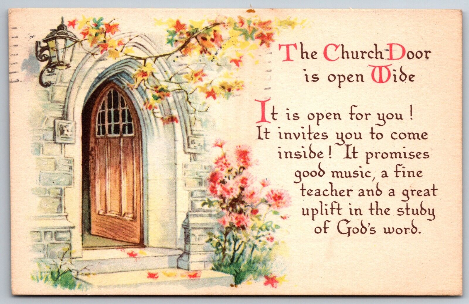Rally Day Hagerstown Maryland MD 1928 Church Door is Open Wide Sunday  Postcard