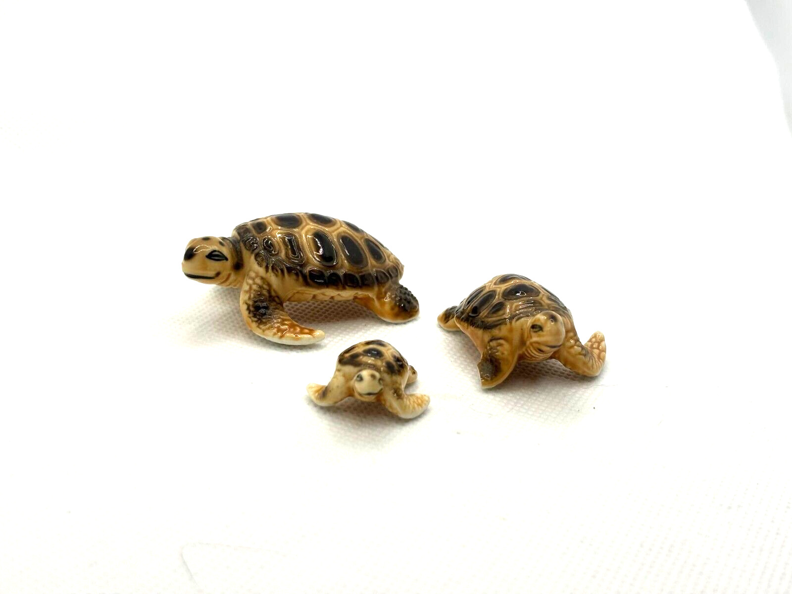 3 Vintage Bone China Miniature Turtle Family