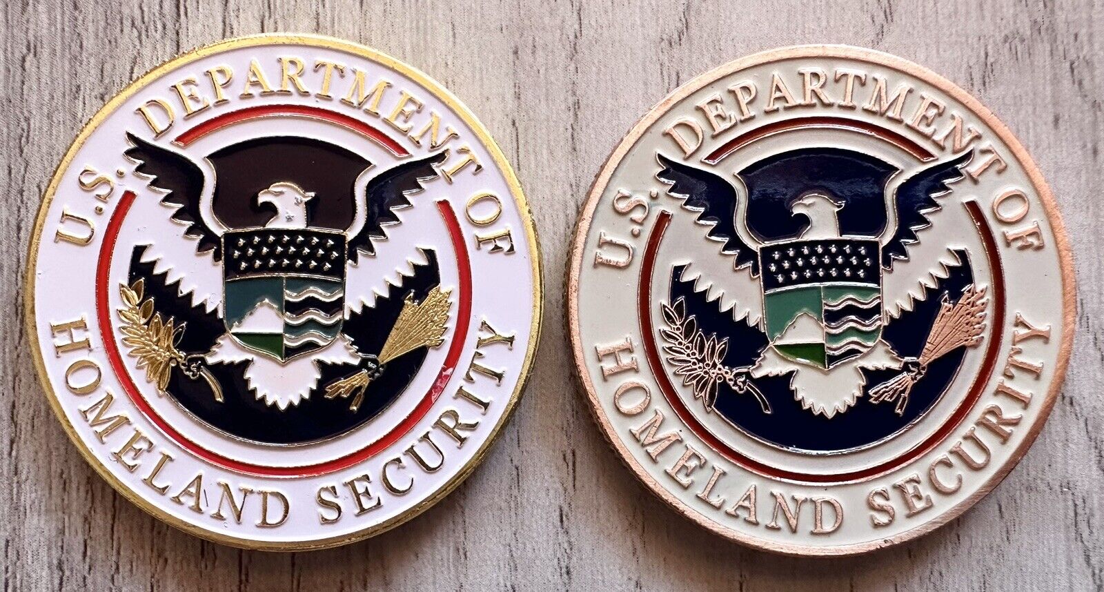 2 pcs Home land Security Challenge Coin (gold and Bronze)