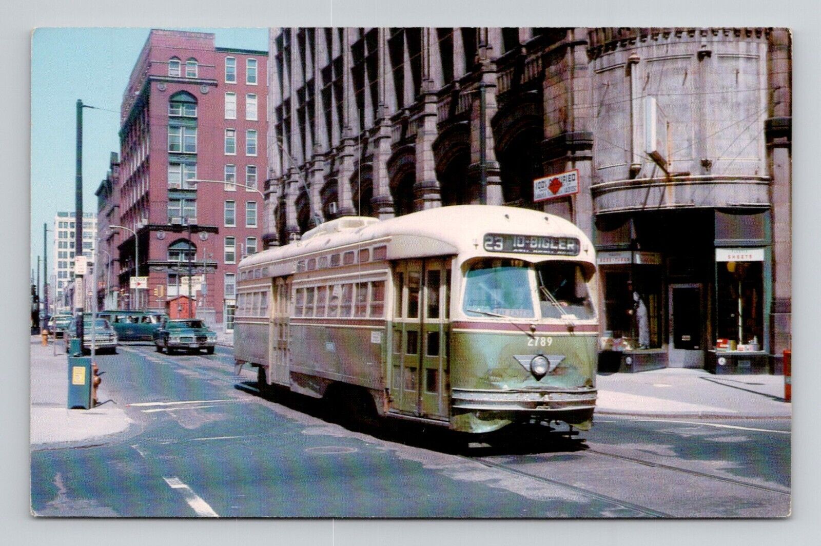 Postcard Trolley Street Car Septa PCC #2789 Philadelphia, Vintage Chrome G17