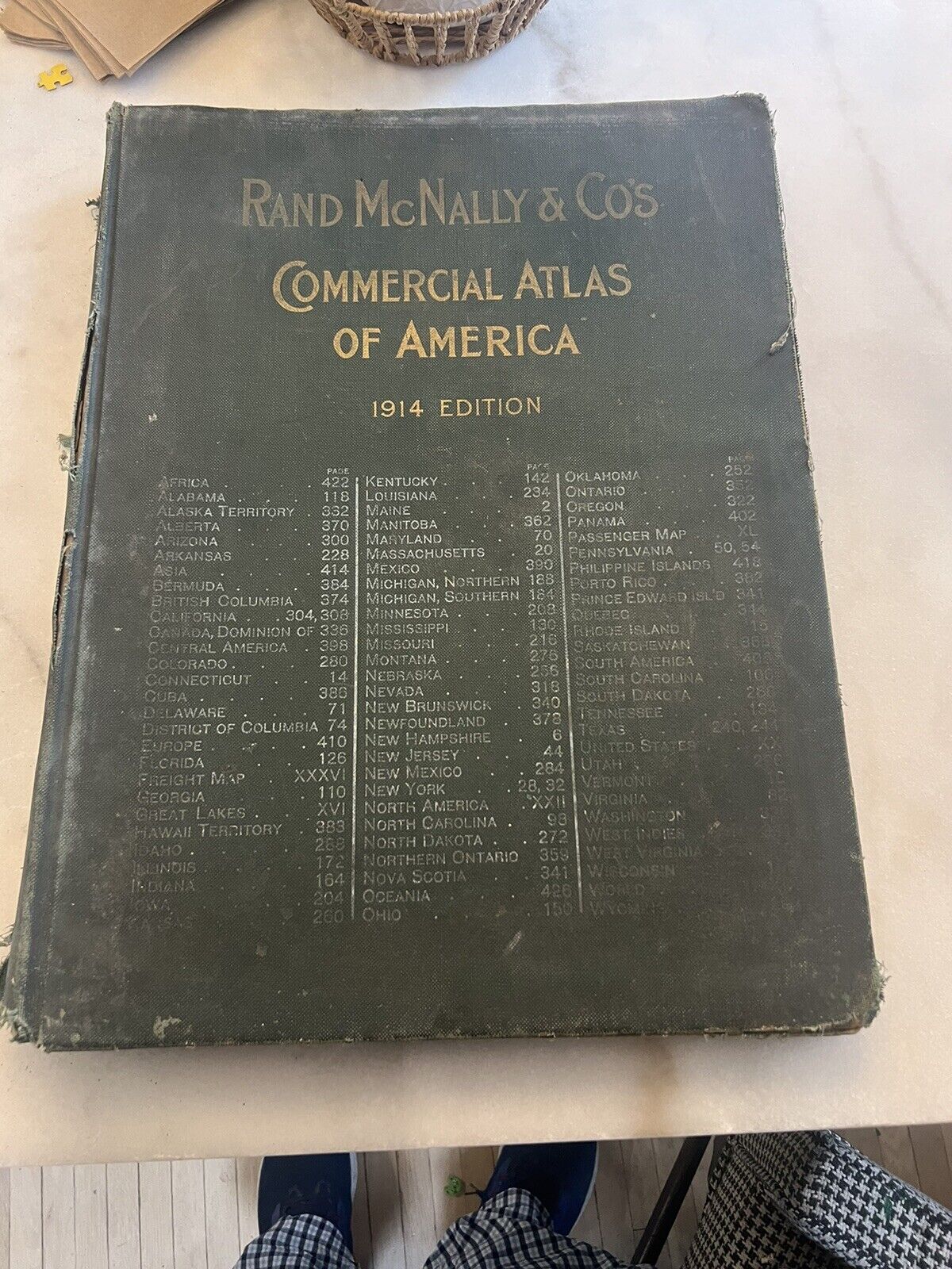 Large Antique 1914 Rand McNally Commercial Atlas of America Read Description