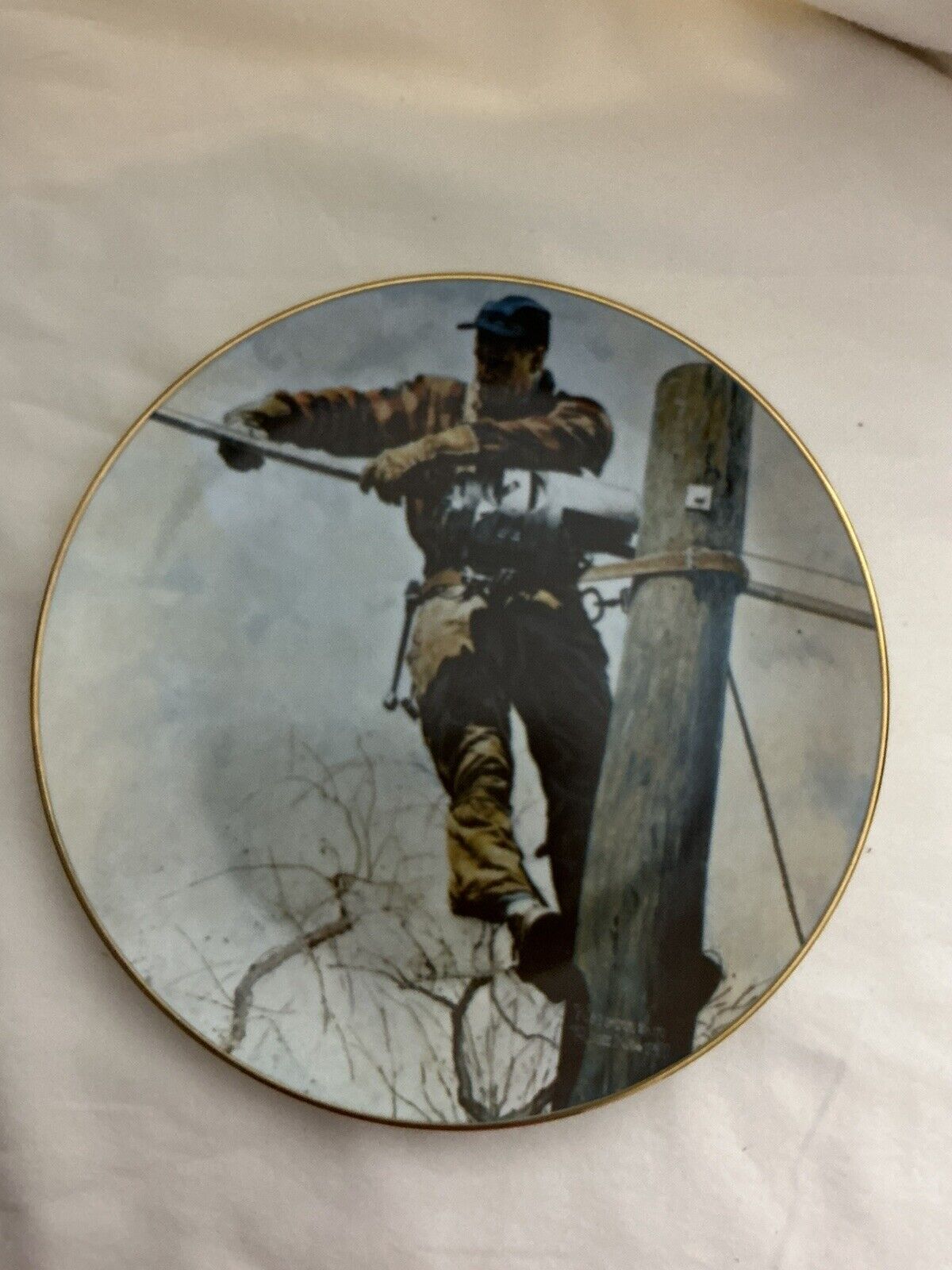 Norman Rockwell Plate: The Telephone Lineman