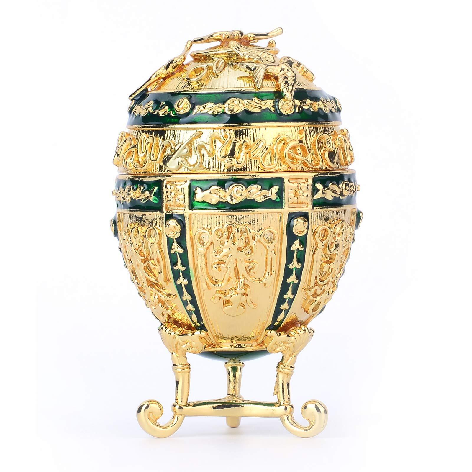 FASALINO Faberge Egg Jewelry Trinket Box Classic Hand-Painted Ornaments Metal...
