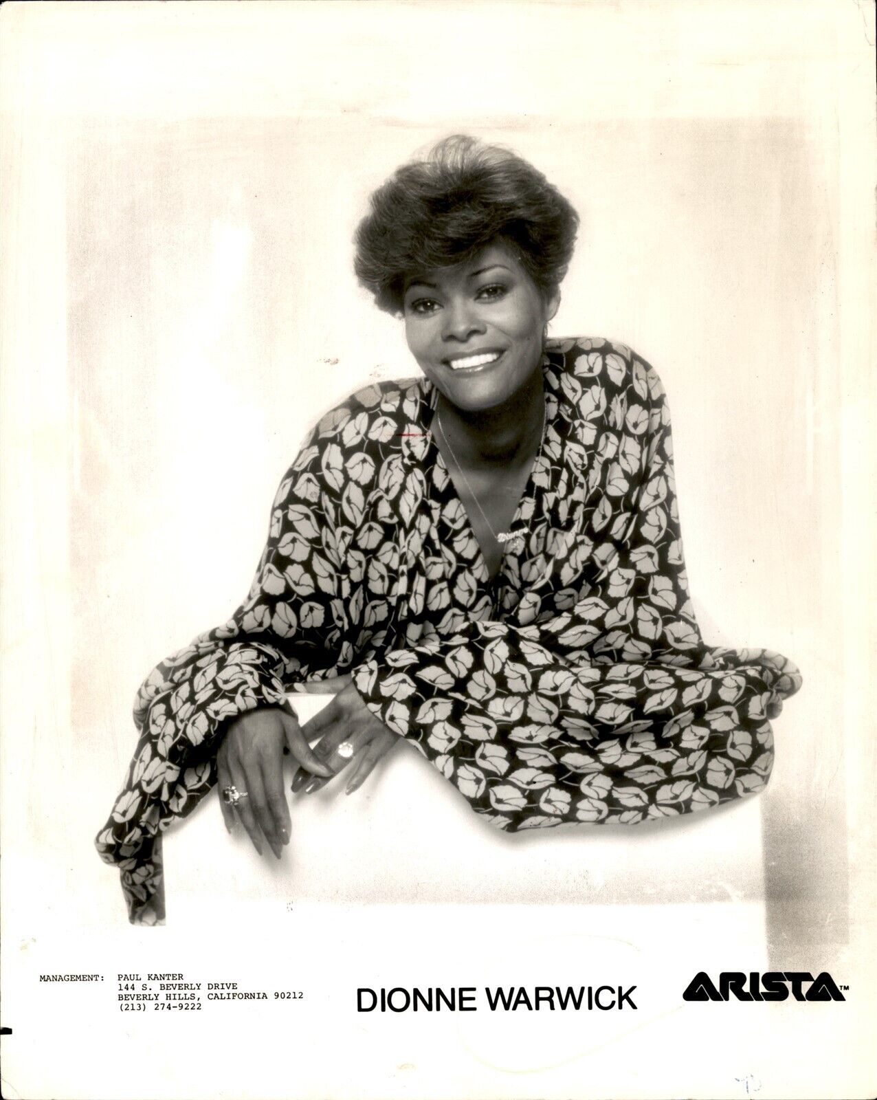 LD306 1983 Original Photo DIONNE WARWICK Chart Topping Singer Arista Records