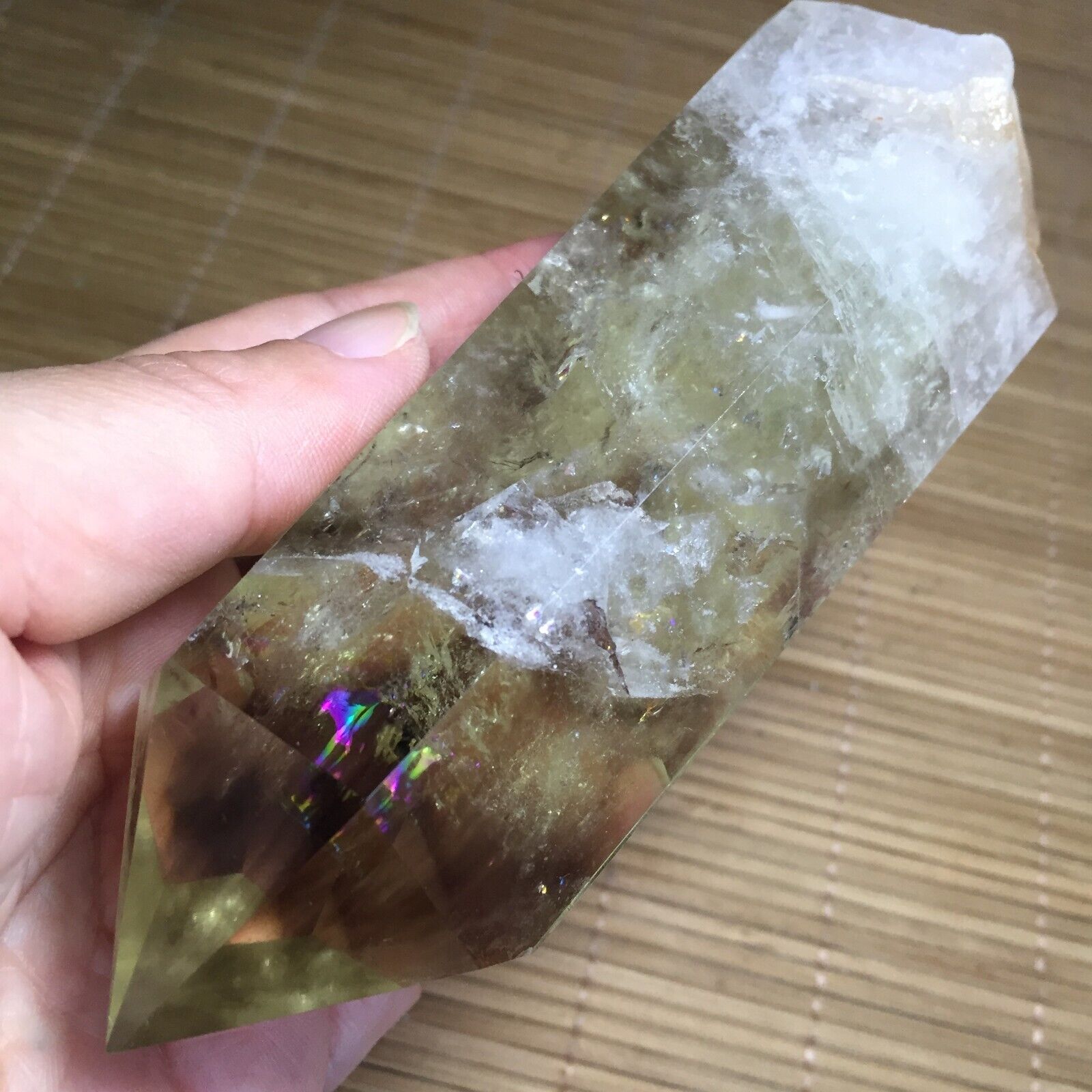 Rainbow 287g Natural Citrine Quartz Crystal Smoky Transparent Point Healing 138