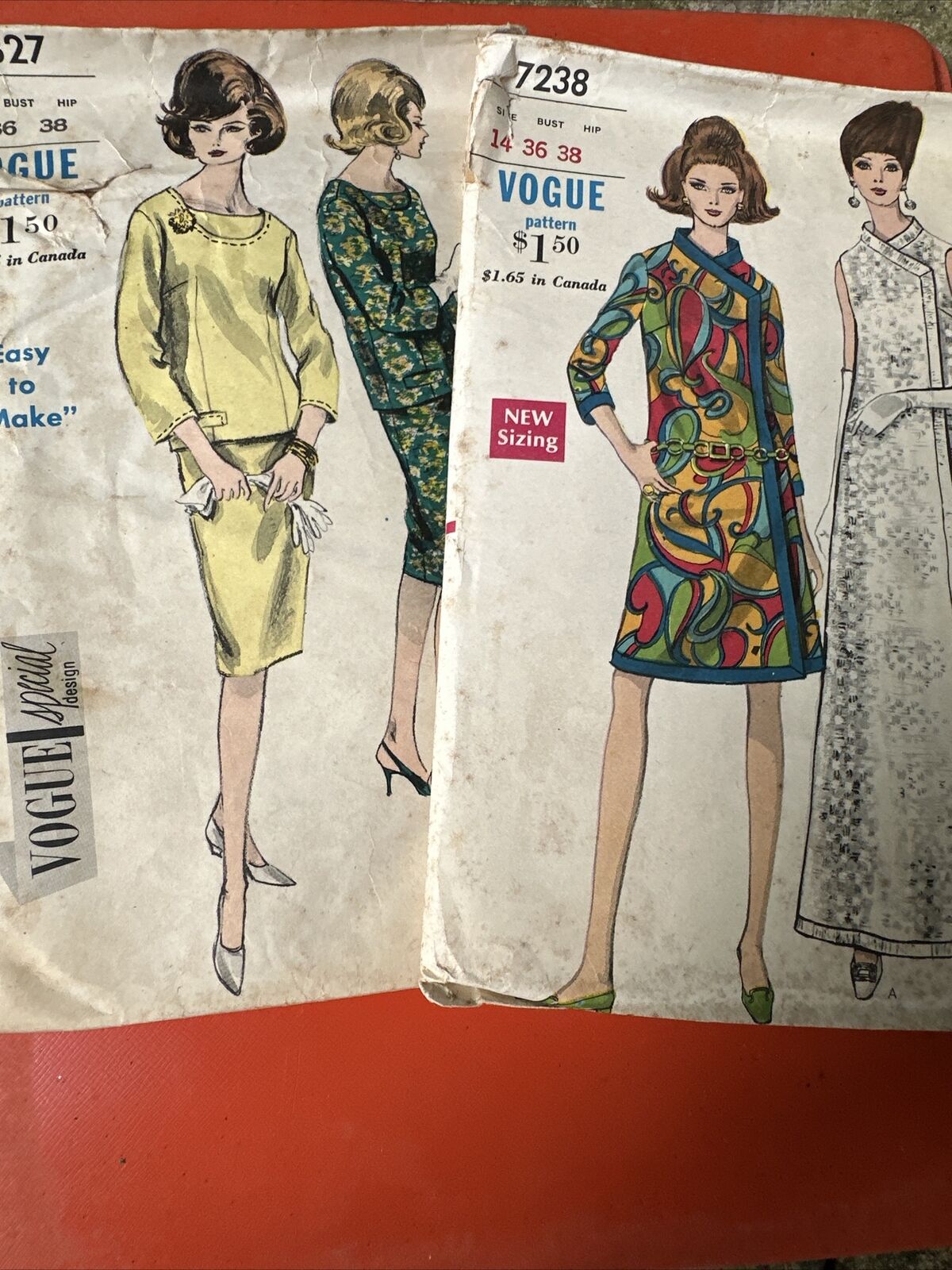 Lot Oof 2 Vintage Vogue Pattern 7238 size14 And 5827 size 16.