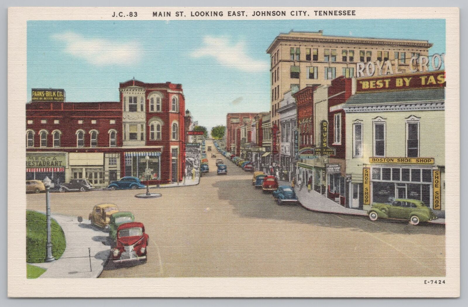 Main Street~Front View~Looking East Into Johnson City Tennessee~Vintage PC