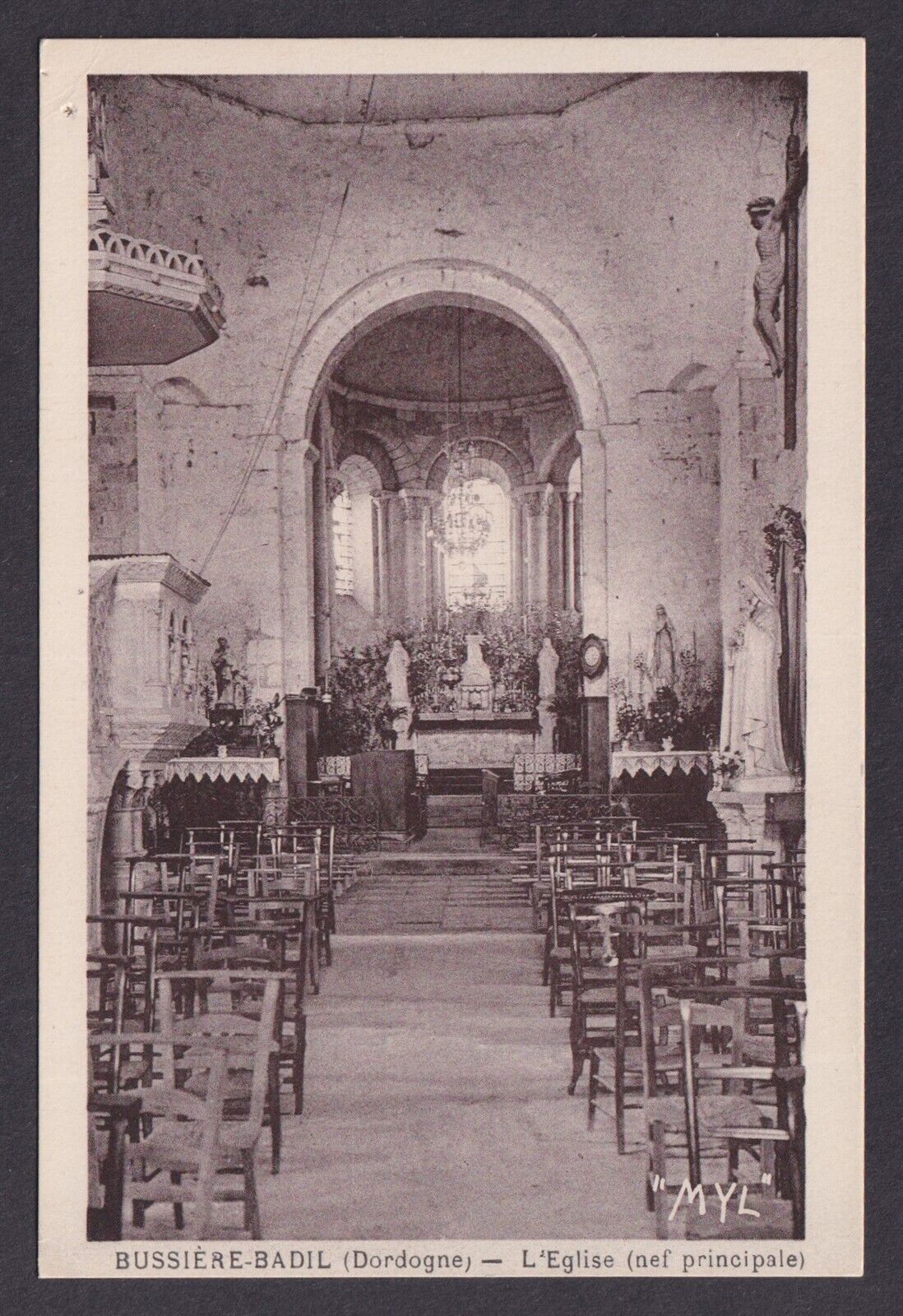 FRANCE, RPPC postcard, Bussière-Badil, The Church