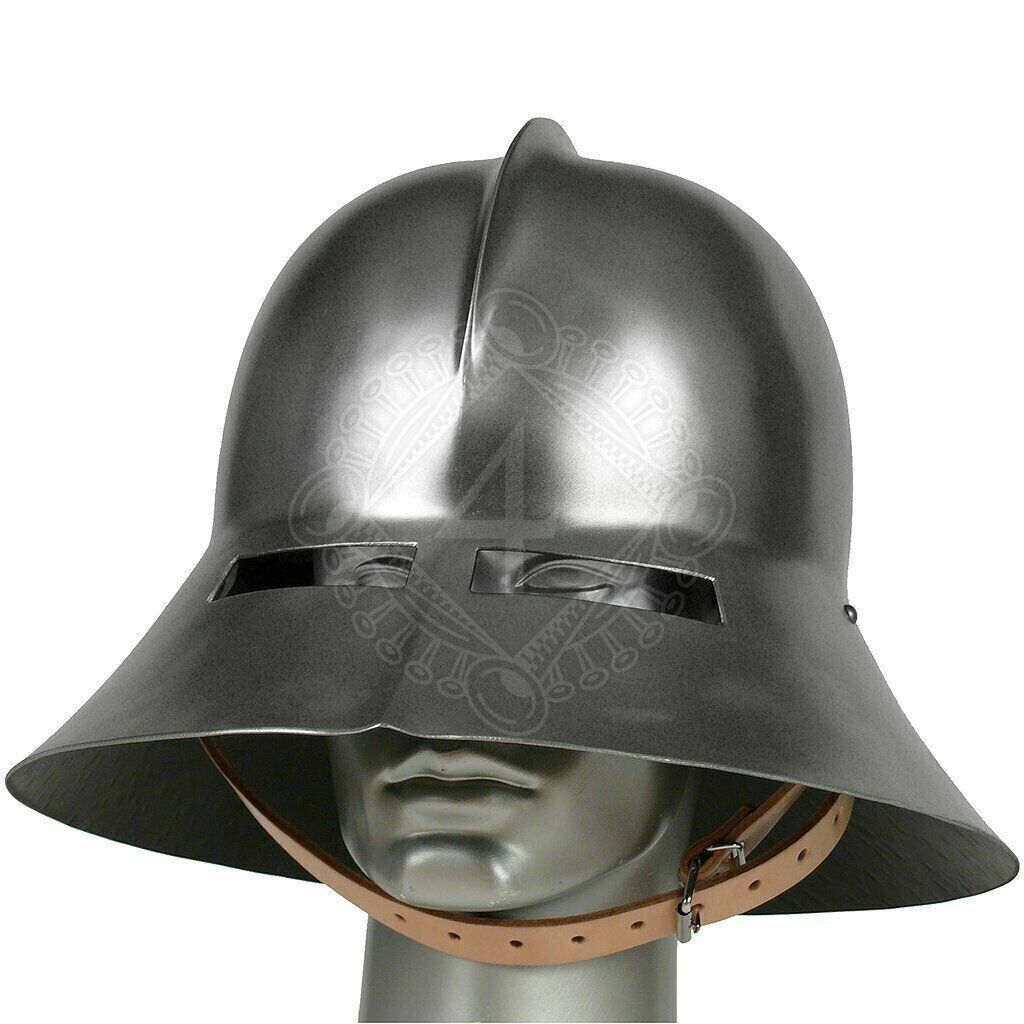 Antique 18ga Steel Medieval Knight Kettle hat Helmet with eye slots,15th cen