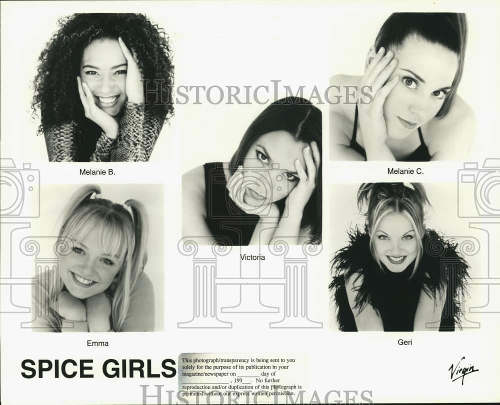 Press Photo Melanie B., Emma, Victoria, Melanie C., and Geri of the Spice Girls