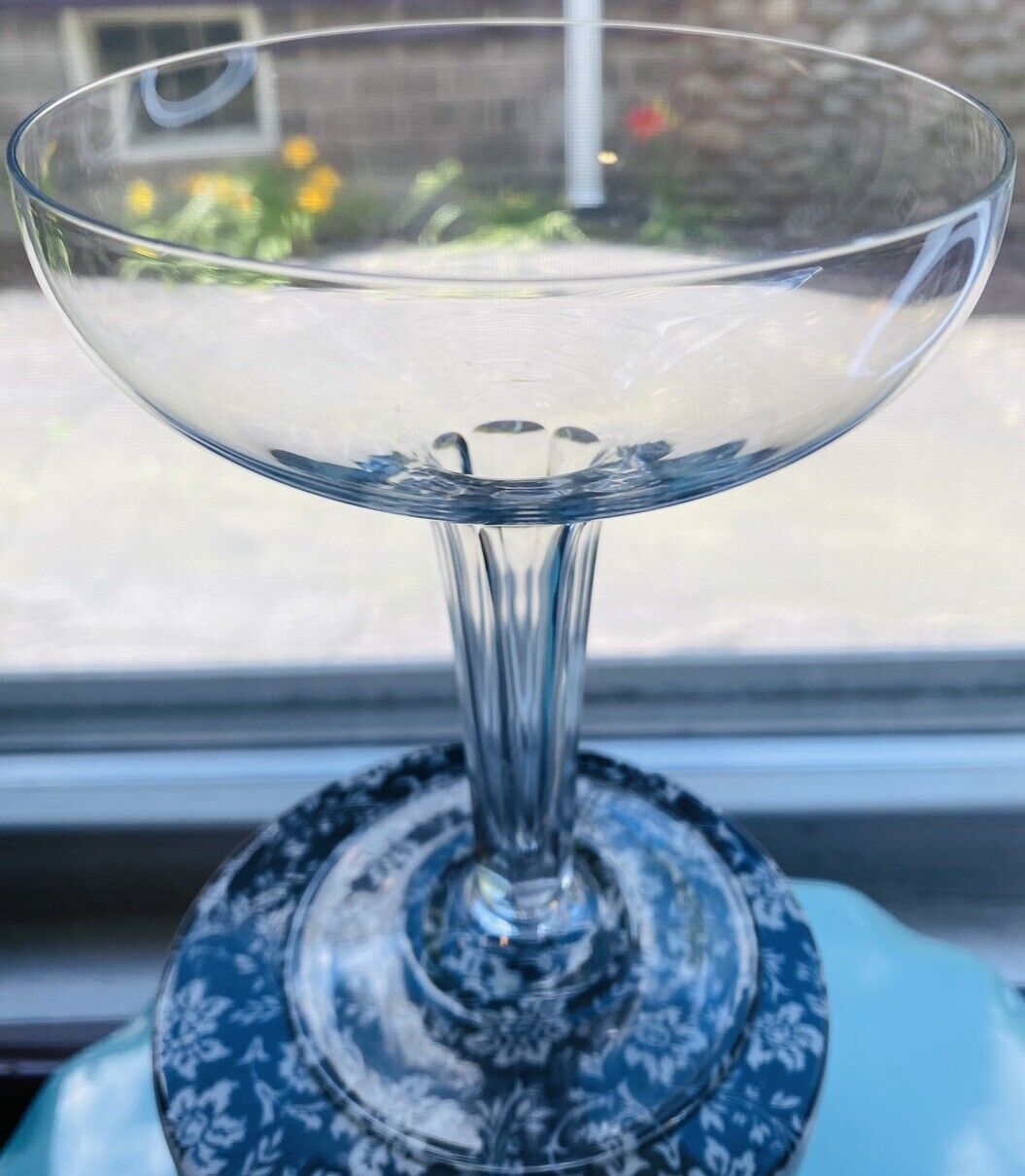 Imperial Glass Etiquette Hollow Stem Petal Cut Champagne Flute Barware Set Of 2