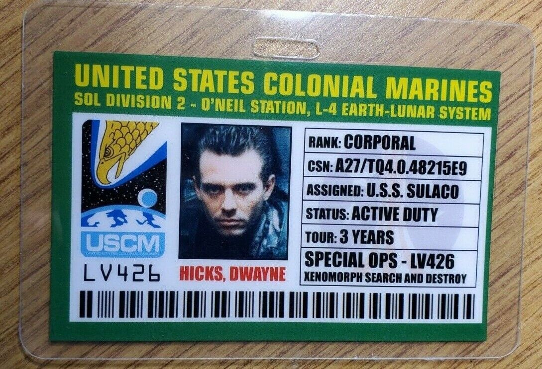 Aliens ID Badge-Colonial Marines Corporal Hicks Cosplay Prop Costume