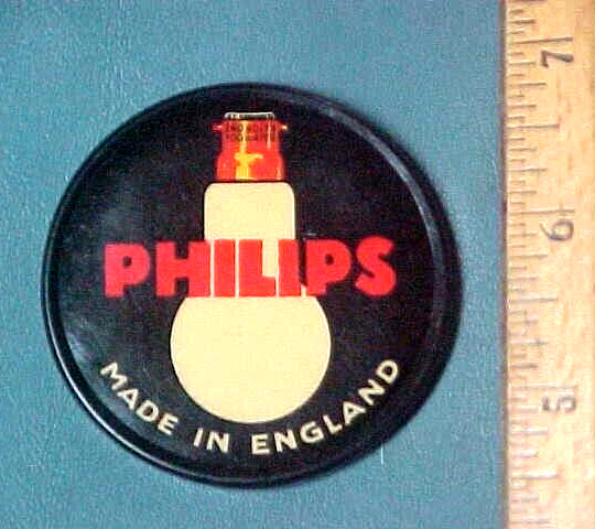 ENGLAND 1930\'s PHILIPS ANTIQUE POCKET MIRROR ADVERTISING 100 Watts Light Bulb