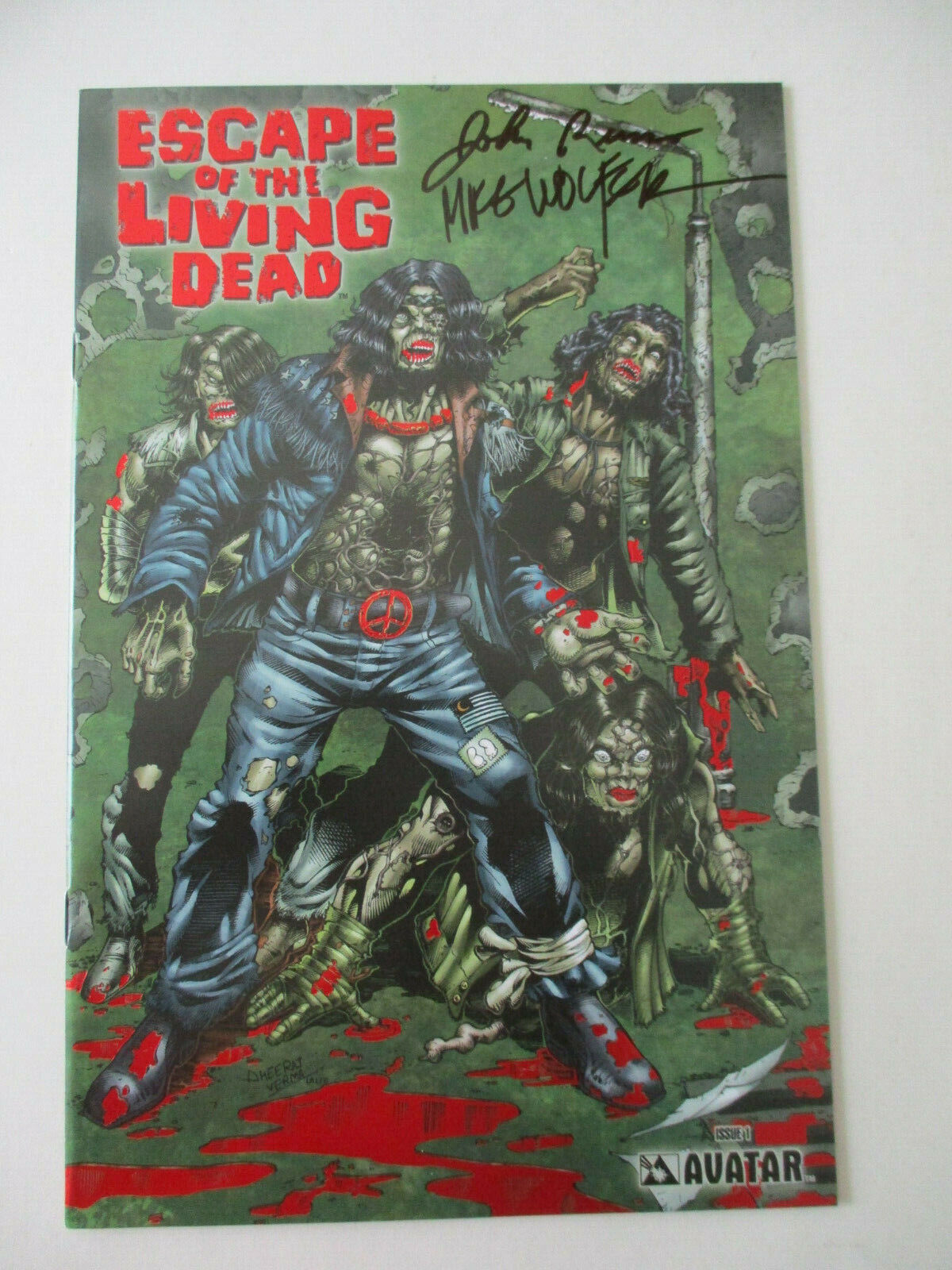 Escape of the Living Dead Red Foil Zombie Signed John Russo Mike Wolfer #1 COA