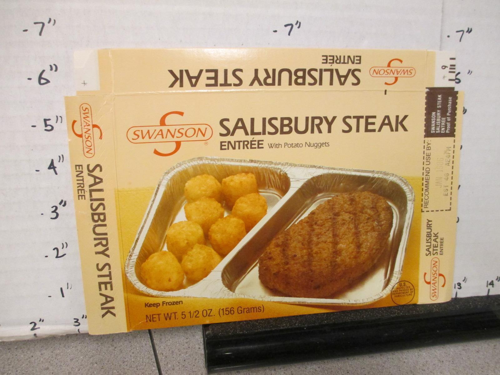 SWANSON 1985 TV dinner microwave food box SALISBURY STEAK tater tots nuggets A