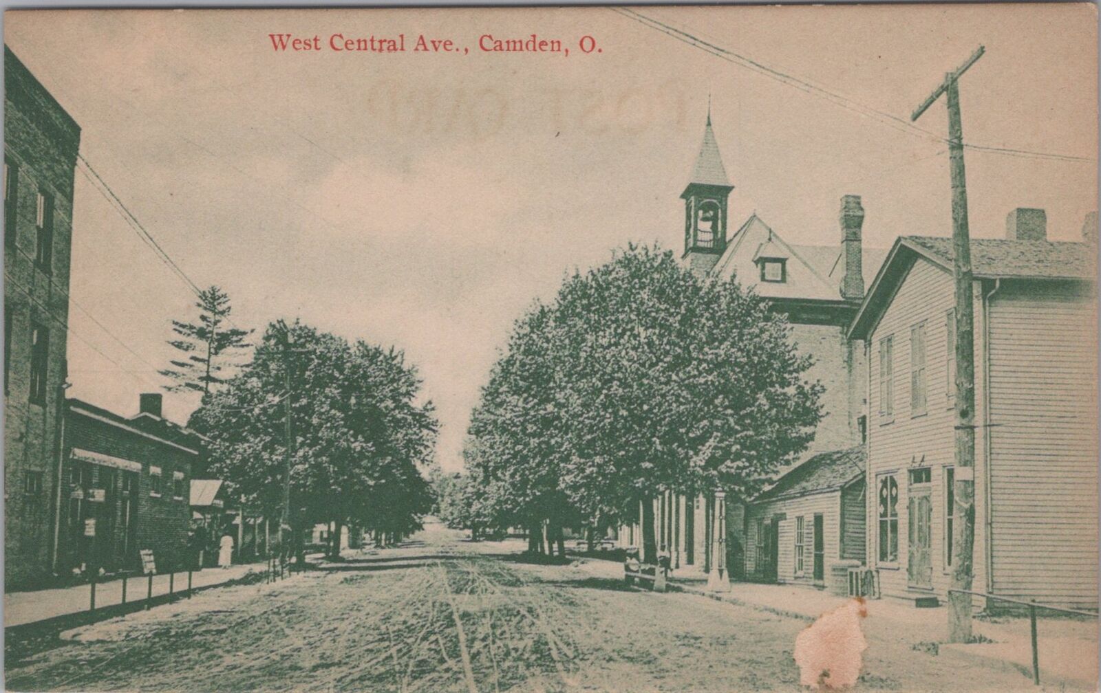 West Central Avenue Dirt Road Camden Ohio Postcard