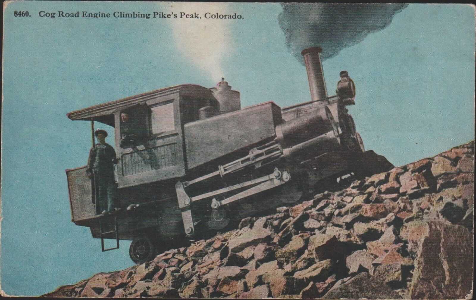 COG ROAD ENGINE Climbing Pike\'s Peak Colorado Postcard