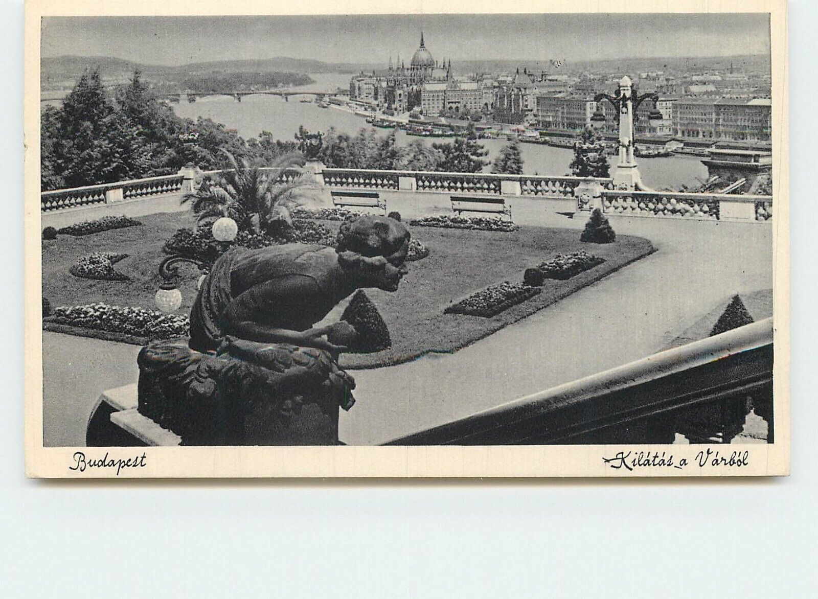 Postcard - Budapest Hungary - View Taken From the Royal Castle - Statue of Woman