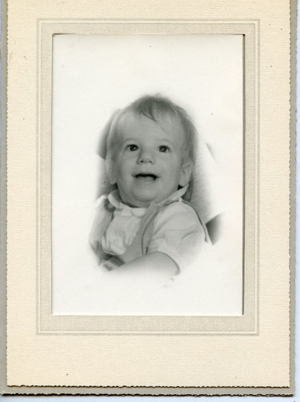 Antique Studio Photo - Smiling Baby - In Folder