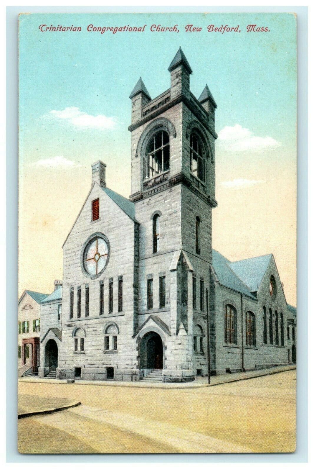 Trinitarian Congregational Church New Bedford Mass. Vintage Antique Postcard